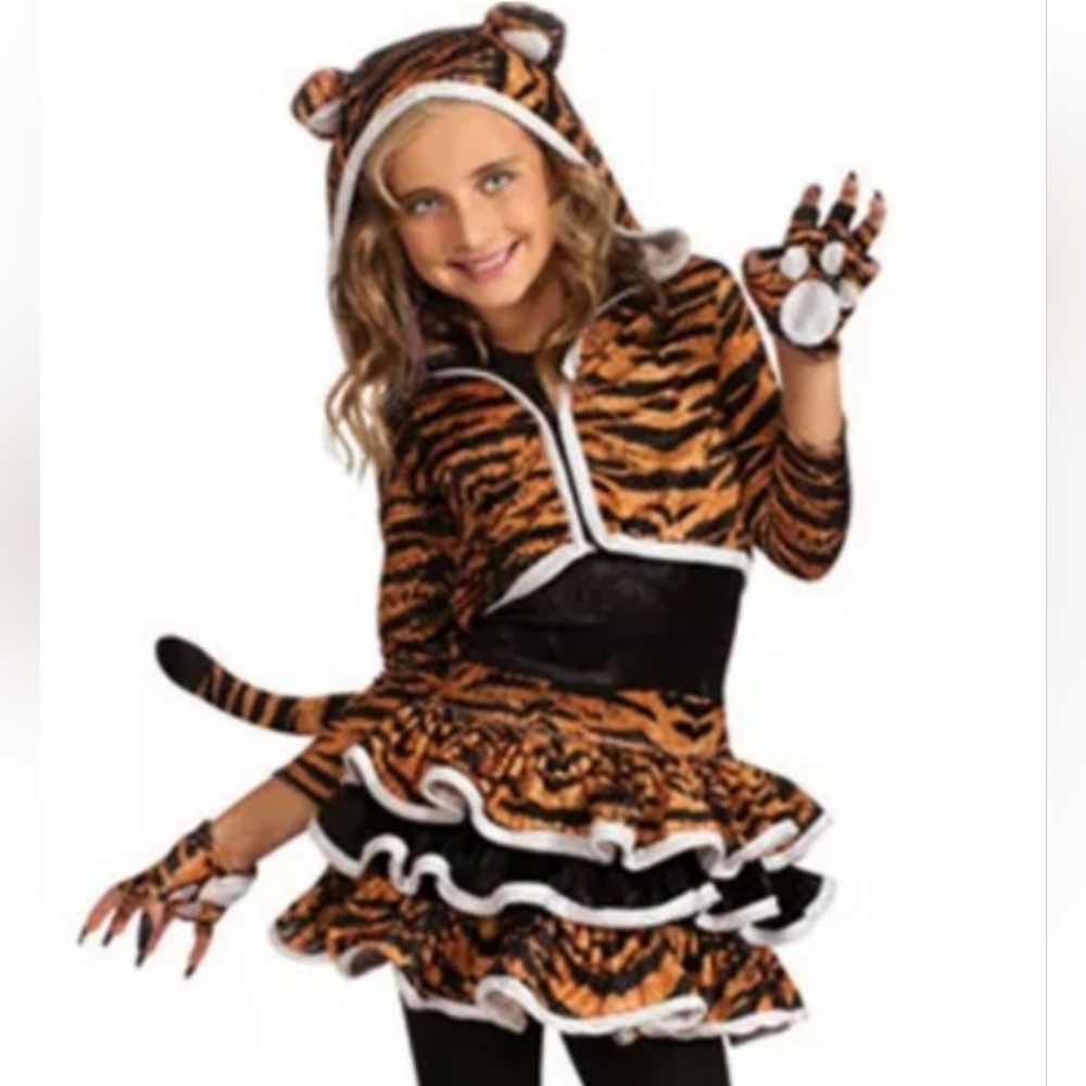 Spirit Tigress Hoodie with Ears and Gloves Haloween Costume Little Girls